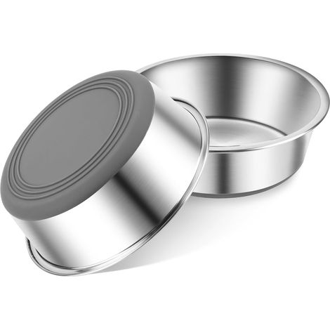 Set mit 2 Edelstahl-Hundenäpfen – Für Futter und Wasser – Rutschfester Silikonboden – Für kleine bis mittelgroße Hunde (90 (1/5)
