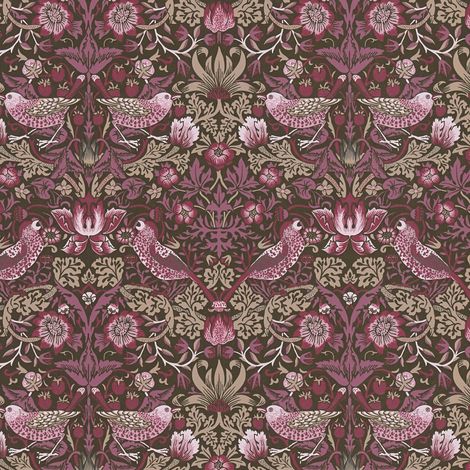 Vogel Tapete Profhome 390562 Vliestapete glatt mit floralen Ornamenten matt lila braun beige rot-violett 5,33 m2