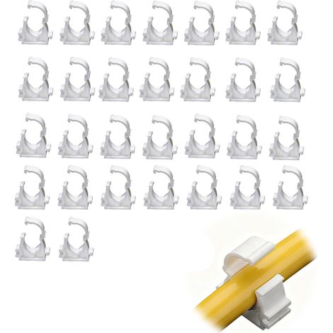 CCYKXA 30pcs Pipe Clamps, 20mm Inner Diameter, Pipe Supports, Plastic Hose Clamps, White Tube Clips, for Water Pipes, Gas Pipes (1/5)
