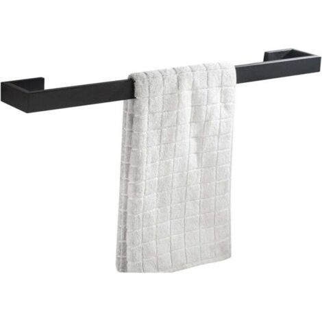 Barre Porte-serviette Unique SUS 304 Acier Inoxydable Fini Noir Mat Salle de Bain Support de Serviette Mural, 40 cm (1/4)
