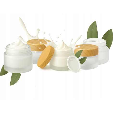 5 frascos de vidrio mate esmerilado de 10 g para cremas, bálsamos, cosméticos y ungüentos.