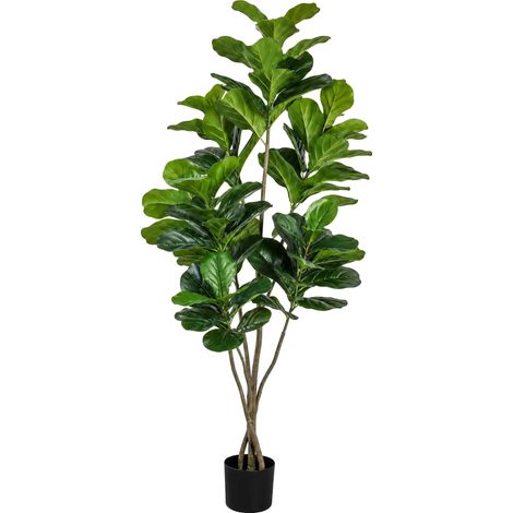 Árbol Ficus Lyrata, 1,5 m de altura, para uso en interiores, fabricado con seda realista y material PE, fácil instalación, no requiere mantenimiento. (1/2)