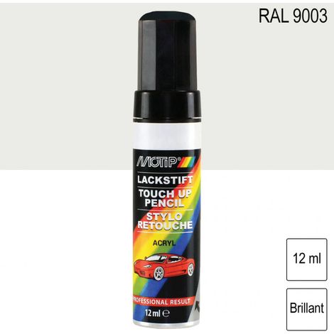 PINCEAU RETOUCHE INDUSTRIEL RAL9003 BLANC SERCURITE BRILLANT 12ML MOTIP