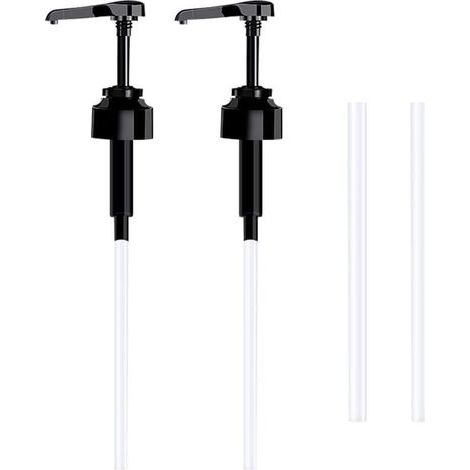 Lot de 2 Pompe doseuse bidon 5 litres Bouteille Pompe Vide(Noir), réutilisables Flacon Pompe Vide Plastique Remplacement de 38 cm pour contenants d'assaisonnement de Liquide de Salle de Bain (1/4)