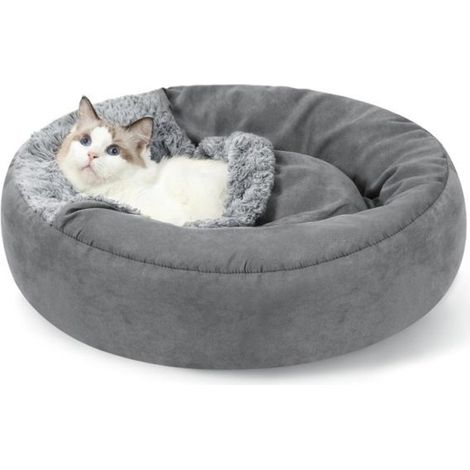 BelleRise - Panier pour chien à capuche, couverture douillette en forme de donut, lit apaisant en forme de grotte pour chats et chiots (1/5)