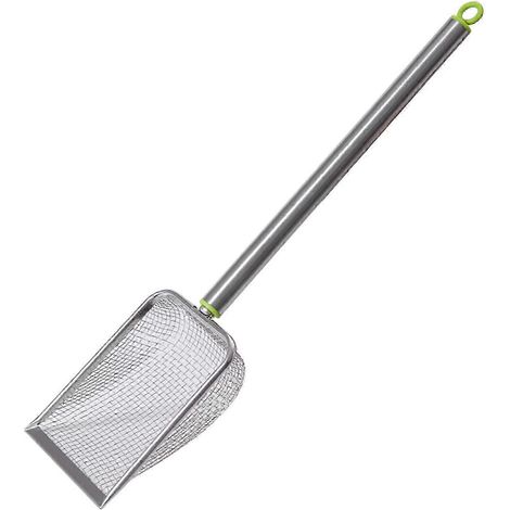 Pelle à litière pour chat en acier inoxydable, facile à nettoyer, avec long manche en métal, idéale pour les petits animaux, notamment les chatons. Accessoires pour chats.-mesh 2.0X2.0mm (1/5)