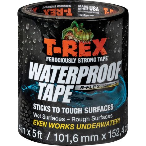 Waterproof T-Rex Adhesive Tape – 101mm x 1.52cm, R Flex Technology, Leak-Resistant, Suitable for Underwater Use, Black