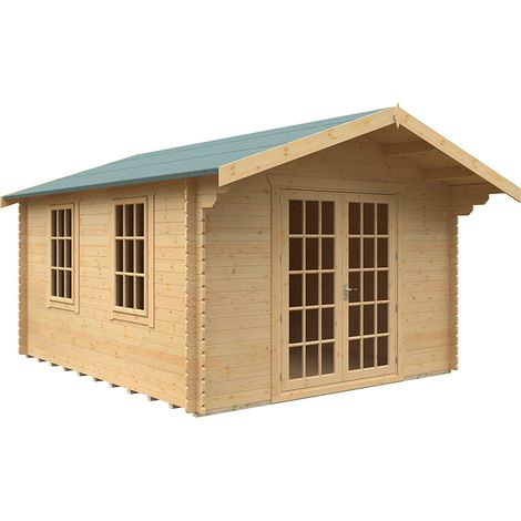 14x12 The Lotherton 28mm Cabin - L415 x W355 x H271.9 cm - Solid Wood/Softwood/Pine - Natural