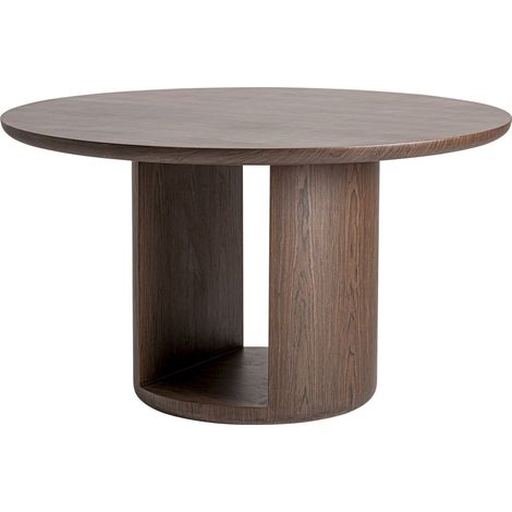 Table à manger contemporaine élégante en bois mdf brun veiné - Bois brun foncé veiné (1/5)