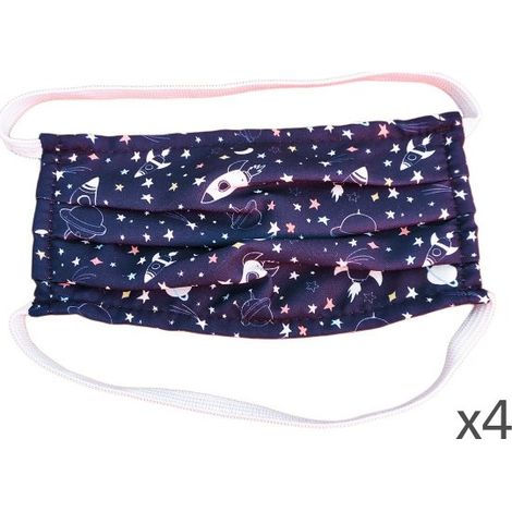 4 Mascherine Per Bambini Disegno Star Blu Sky Stella Made in Italy Tessuto TNT (1/3)