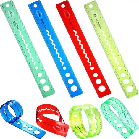 Règles pliables souples de 30 cm/12 pouces, règles flexibles, règles pliables de 12 pouces pour l'école (lot de 4). (1/5)