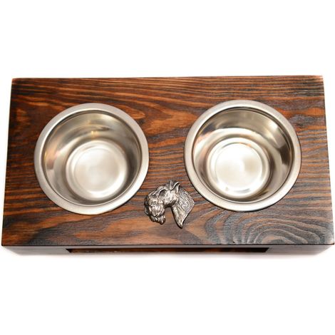 Kerry Blue Terrier, Irish Blue Terrier I - supporto in legno con ciotole per cani, ciotole in acciaio per cani, un regalo per l'adozione di un cane di Art-Dog (1/5)