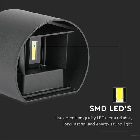 Faro LED COB V-TAC de 5 W, doble cabezal, negro, haz ajustable, blanco cálido, IP65