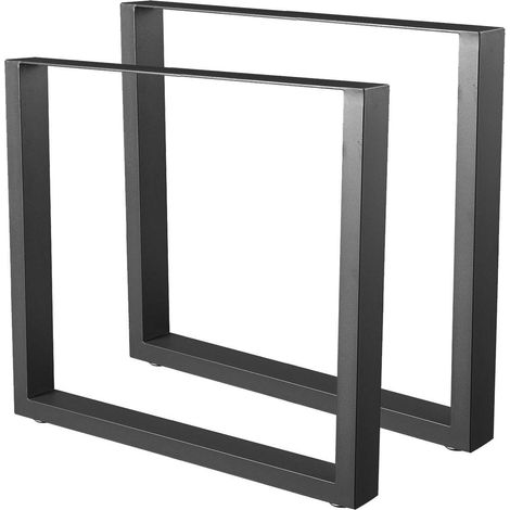 Bc-Elec – Pieds de table en métal 80x72cm – HM8072B – Set de 2 – Acier noir rectangulaire – Capacité 300kg – Accessoires de montage inclus