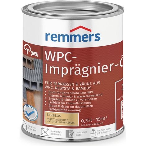 Remmers WPC-Imprägnier-Öl farblos, 0,75 Liter, WPC Öl für innen und außen, für Terrassen, Zäune oder Gartenmöbel aus WPC, Resysta und Bambus geeignet
