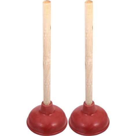 Plunger 2 Pieces Red Rubber Powerful Piston for Cleaning