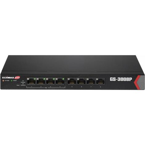 Switch Edimax Web Managed 8GBE 72W con 4 PoE+ Ports GS-3008P (1/4)