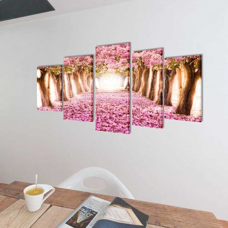 vidaXL Set decorativo de lienzos para pared flores de cerezo 100 x 50 cm (1/2)