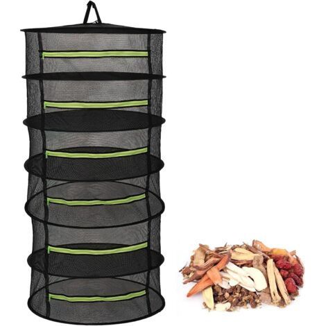 6-lagiges Trockennetz, Pflanzentrockner, Hängender Kräutertrockner, Kräutertrockner, Trockennetz zum Trocknen von Kräutern, Knospen, Fisch, Kleidung (Schwarz) (1/5)