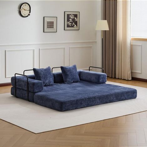 4-in-1 Schlafsofa 3-Sitzer aus Chenille, klappbares Sofa Bett als Queensize-Bett, platzsparend für Wohnzimmer (1/5)