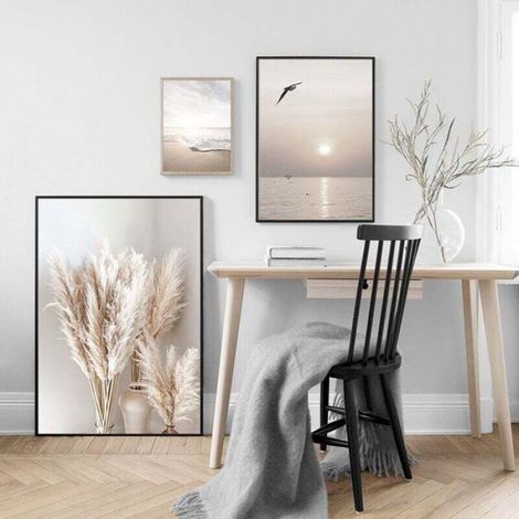 Affiches murales élégantes - - 30x40 cm - Lot de 3 - Motif coucher de soleil - Motif plage - Sans cadre (1/4)
