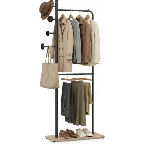 COSTWAY Stand Appendiabiti da Terra 167 cm, in Legno e Metallo (1/5)