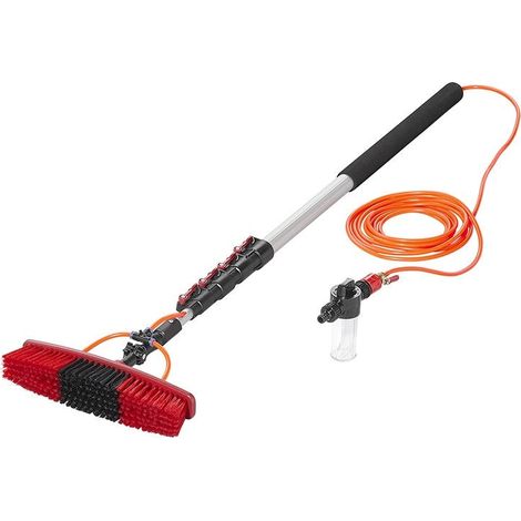 Brosse de lavage robuste avec manche telescopique de 116 a 450 cm et distributeur de savon