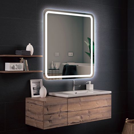 Espejo de baño cuadrado con luz frontal Modelo AUSTRIA 80x80