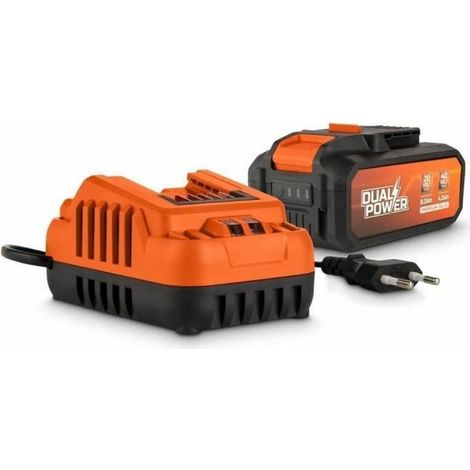 Batterie et chargeur - Dual Power - POWDP90640 - Batterie 2,5Ah/5,0Ah de 2x20V et chargeur - Outils de bricolage sans Fil (1/4)