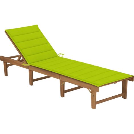 Chaise longue pliable avec coussin Bois d'acacia solide