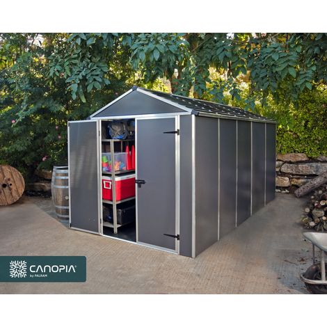 Canopia  Rubicon Casetta Da Giardino in Policarbonato Ultra Resistente 378X185X217 cm Grigio Scuro (1/5)