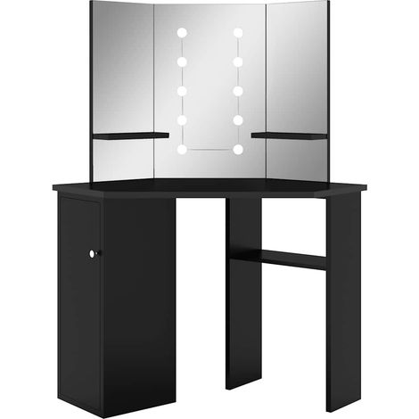 Maison Exclusive - Coiffeuse d'angle avec LED Noir 111x54x141,5 cm (1/5)