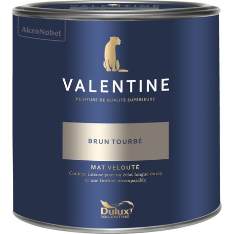Dulux Valentine Peinture intérieure de haute qualité - Valentine - Couleur intense & pouvoir couvrant élevé - Mat Velouté Brun Tourbé 2 L