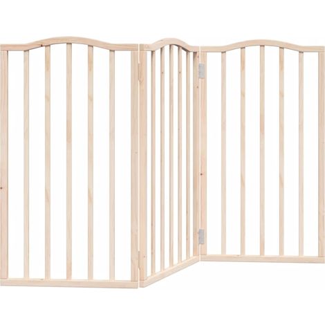 Barrière pour chien Barrière de sécurité pliable 3 panneaux 150 cm bois de peuplier CFW81021 (1/5)