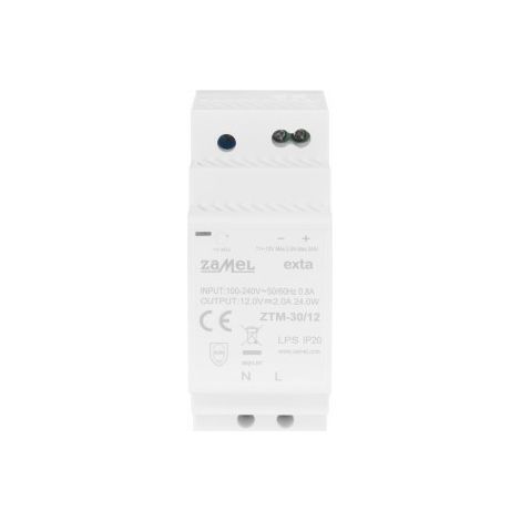 Alimentatore switching montato su guida TH-35 (DIN), 30W, 12V DC ZTM-30/12