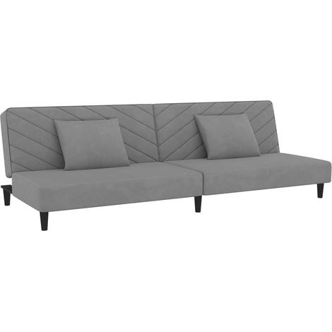 Canapé-lit，Canapé convertible à 2 places avec deux oreillers Gris clair Velours CFW75974 (1/5)