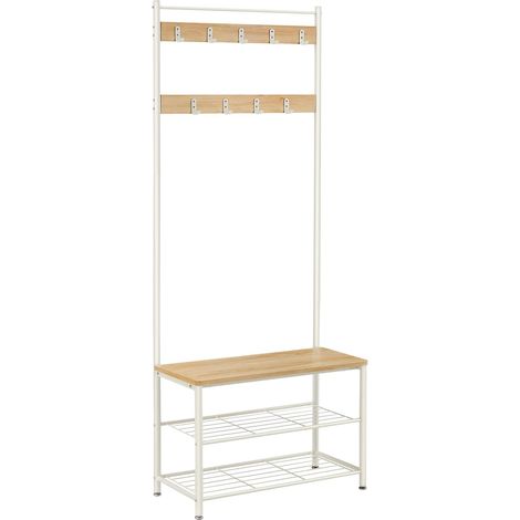 VASAGLE Portemanteau, Vestiaire d'entrée avec Banc et Étagères à Chaussures, 32 x 70 x 175 cm HSR041W09 (1/5)