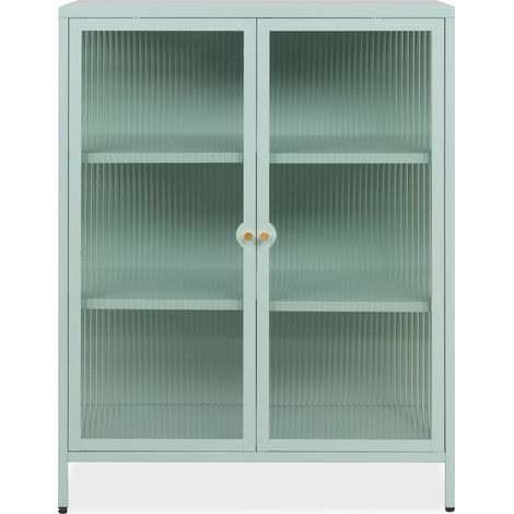 Buffet haut 2 portes vitrées vert menthe - Mick (1/5)