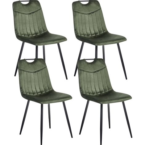 Set of 4 Dining Chairs ARGYLE Velvet Dark Green (1/5)