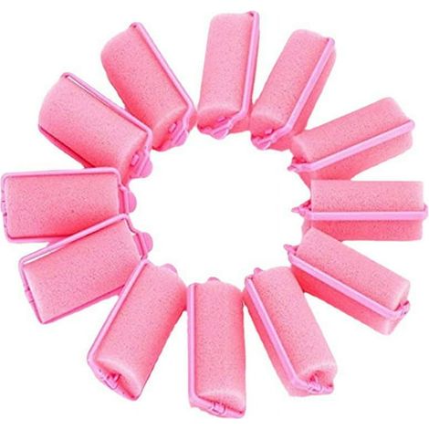 Bigoudis en éponge rose pour cheveux, rouleaux souples DIY coiffure femme et enfant, accessoire soin des cheveux, boucles sleeping beauty frange, baguette à friser (1/5)