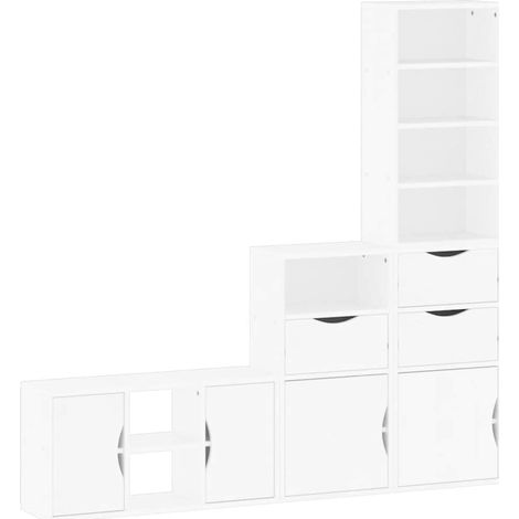 vidaXL Muebles de TV 4 uds. con almacenaje "ODDA" blanco madera pino (1/2)