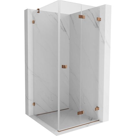 Mexen Lunar-F Faltbare Duschkabine rechts 80 x 80 cm, transparent, Roségold- 836-080-080-60-00-P (1/5)