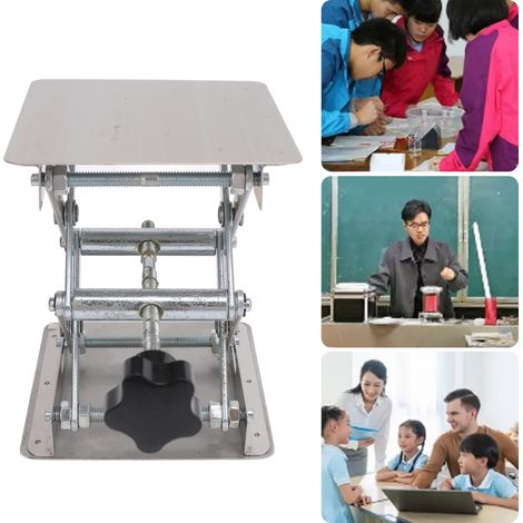 Plateforme de levage à ciseaux en acier inoxydable 4 x 4 pouces, support de levage de laboratoire, plateforme de levage scientifique à ciseaux, hauteur de levage extensible de 48 mm à 152 mm, charge m (1/5)