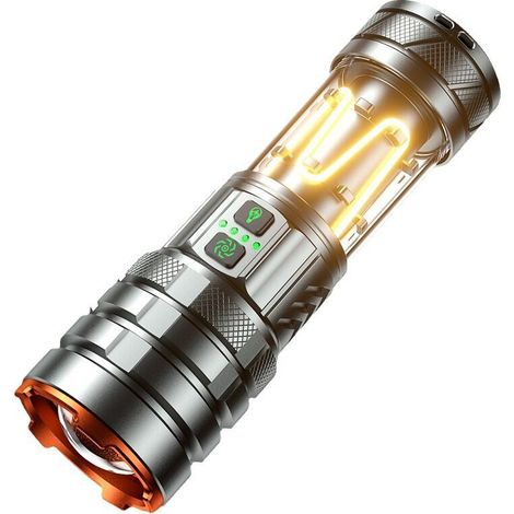 Ultra leistungsstarke LED-Taschenlampe, 9000 Lumen, wiederaufladbare Taschenlampe mit Campinglicht, zoomfähig, wasserdicht, tragbare taktische Militär-Taschenlampe für Camping, Wandern, Notfälle (1/5)