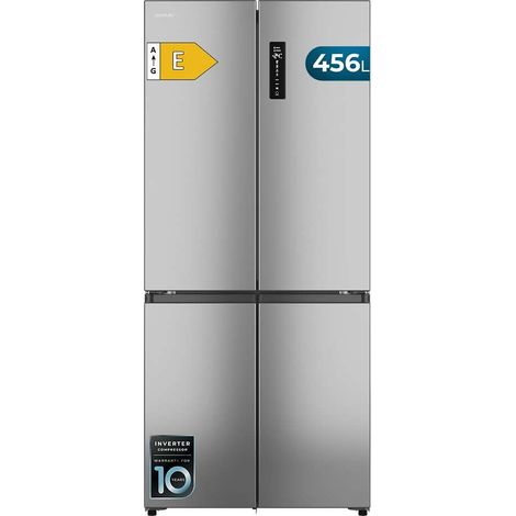 Cecotec Bolero CoolMarket FD 576 Inox E: French-Door-Kühlschrank im Edelstahl-Finish mit Super-Fassungsvermögen von 576 L, MetalFlex Cooling, Green HUB XL, Dual Green HUB, Metallgriffe, AuraLED.