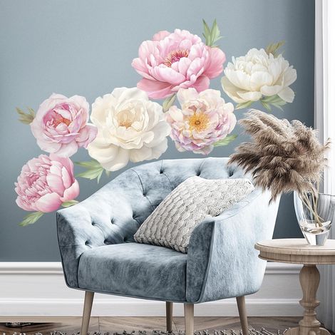Stickers Muraux Grandes Pivoines 3d, Décoration Murale Fleur Rose pour Chambre Adultes Salon (1/5)