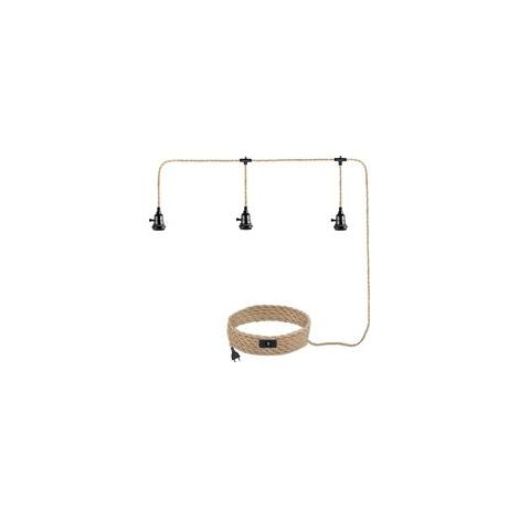 Kit Suspension Luminaire Avec Prise et Interrupteur, Douille E27 Salle à Manger, 3 Lampe Sans Ampoule Lampe Lustre Corde de Chanvre Câble Vintage Industrielle DIY pour Chambre,