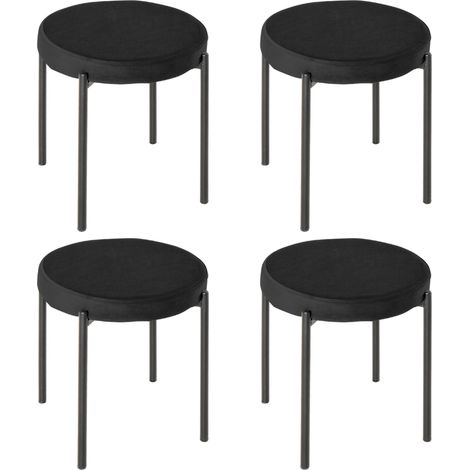 Lot de 4 tabourets de salle à manger empilables en velours avec assise rembourrée, 41,5 x 41,5 x 46 cm, noir (1/5)