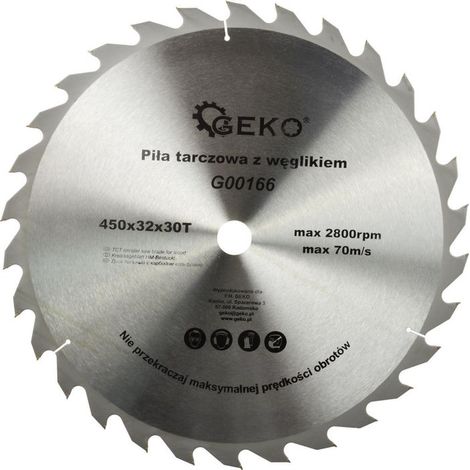 Lame de scie circulaire Geko G00166 Tct - pour bois (450 mm x 32 mm x 30 dents, 6 pièces)