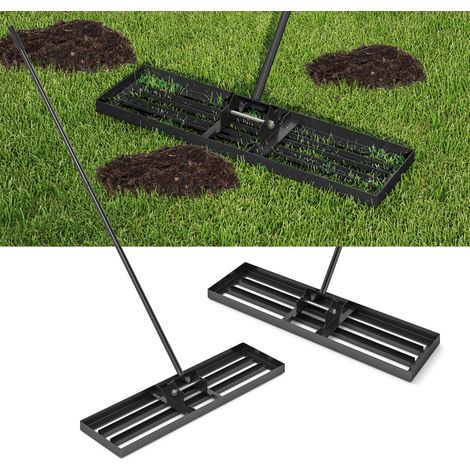 Râteau de nivellement de pelouse avec poignée Ergonomique - en métal - pour Jardin, Golf et Jardin - Noir - 91 x 25 cm (1/5)